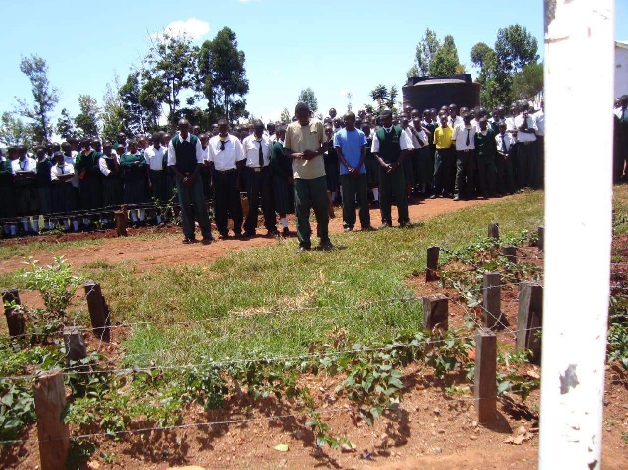 A large group of students during an outdoor program