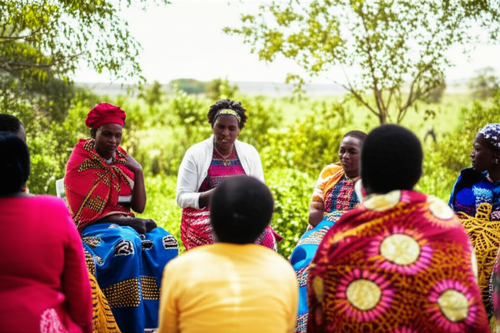 Community gathering showcasing women's empowerment initiatives in Kenya